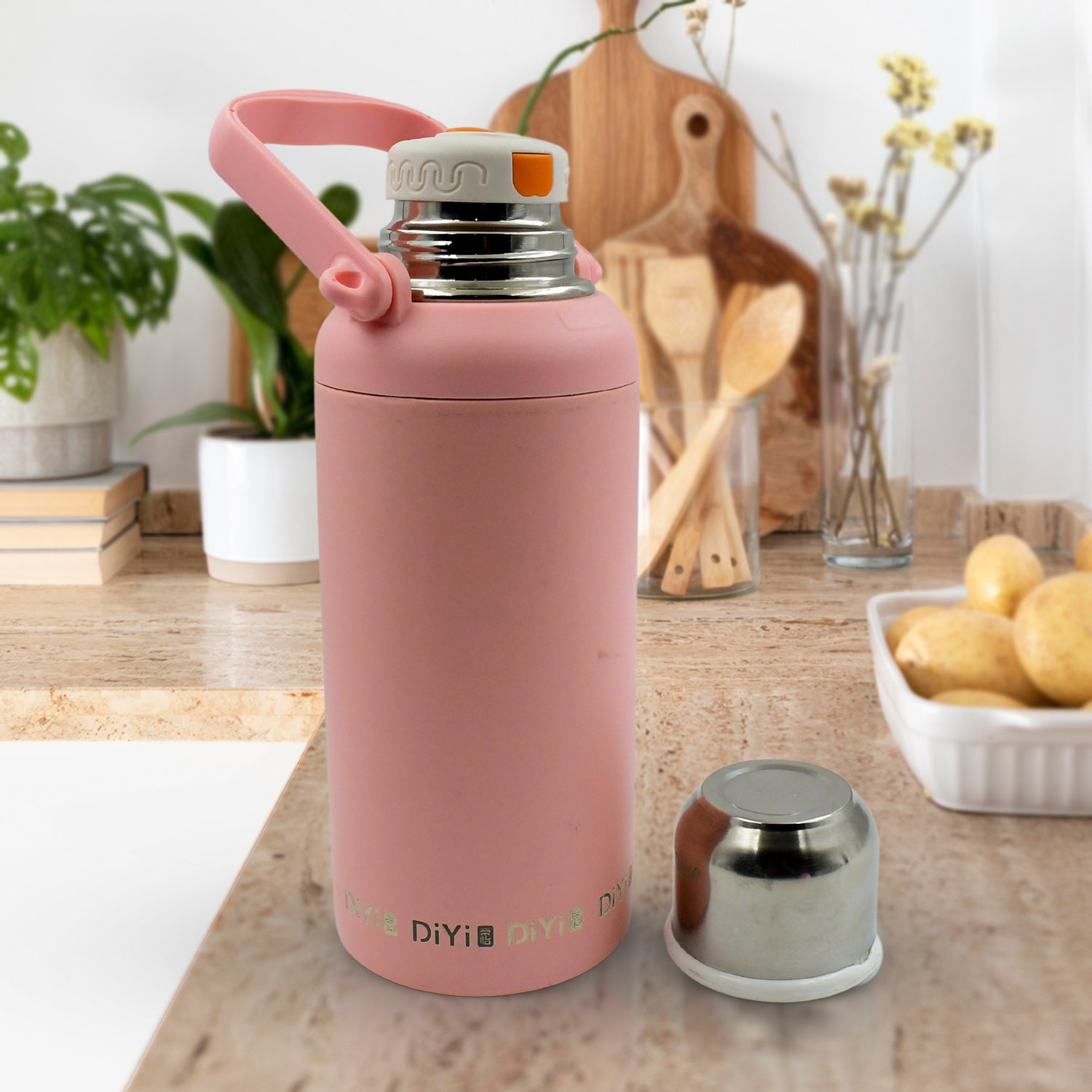 Stainless Steel Tumblers 316 Stainless Steel Vacuum Insulated Cup  Bottle Portable Travel Kettle  Water Bottle With Handle Outdoor Large Capacity Sports Kettle Cups  Bottle (1300 Ml)